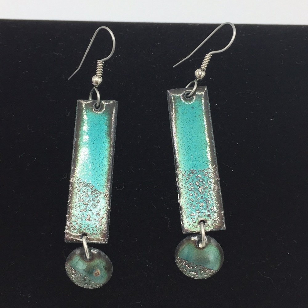 Contemporary Brass with Turquoise Colored Earrings